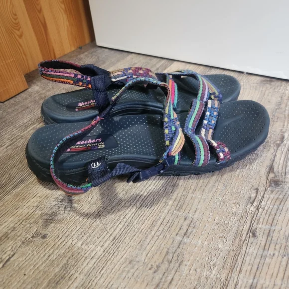 Skechers Womens Reggae Sew Me Boho Woven Strappy Slingback Women's Size 11 - Picture 3 of 9